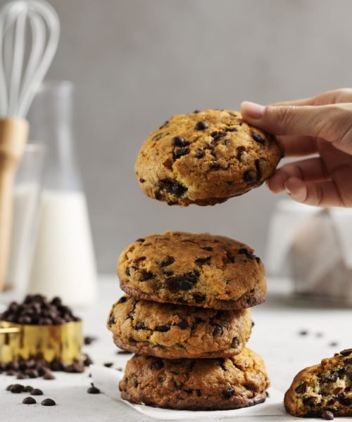 side-view-hand-holding-chocolate-chips-cookie